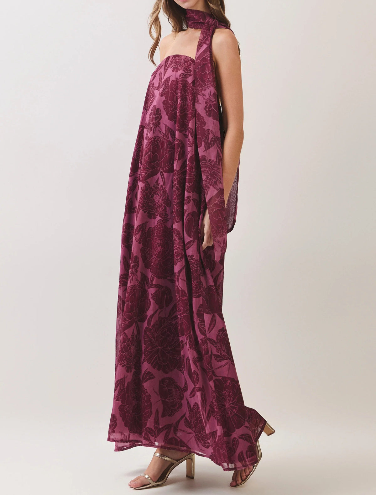Halter Tie Floral Print Flowy Maxi Dress